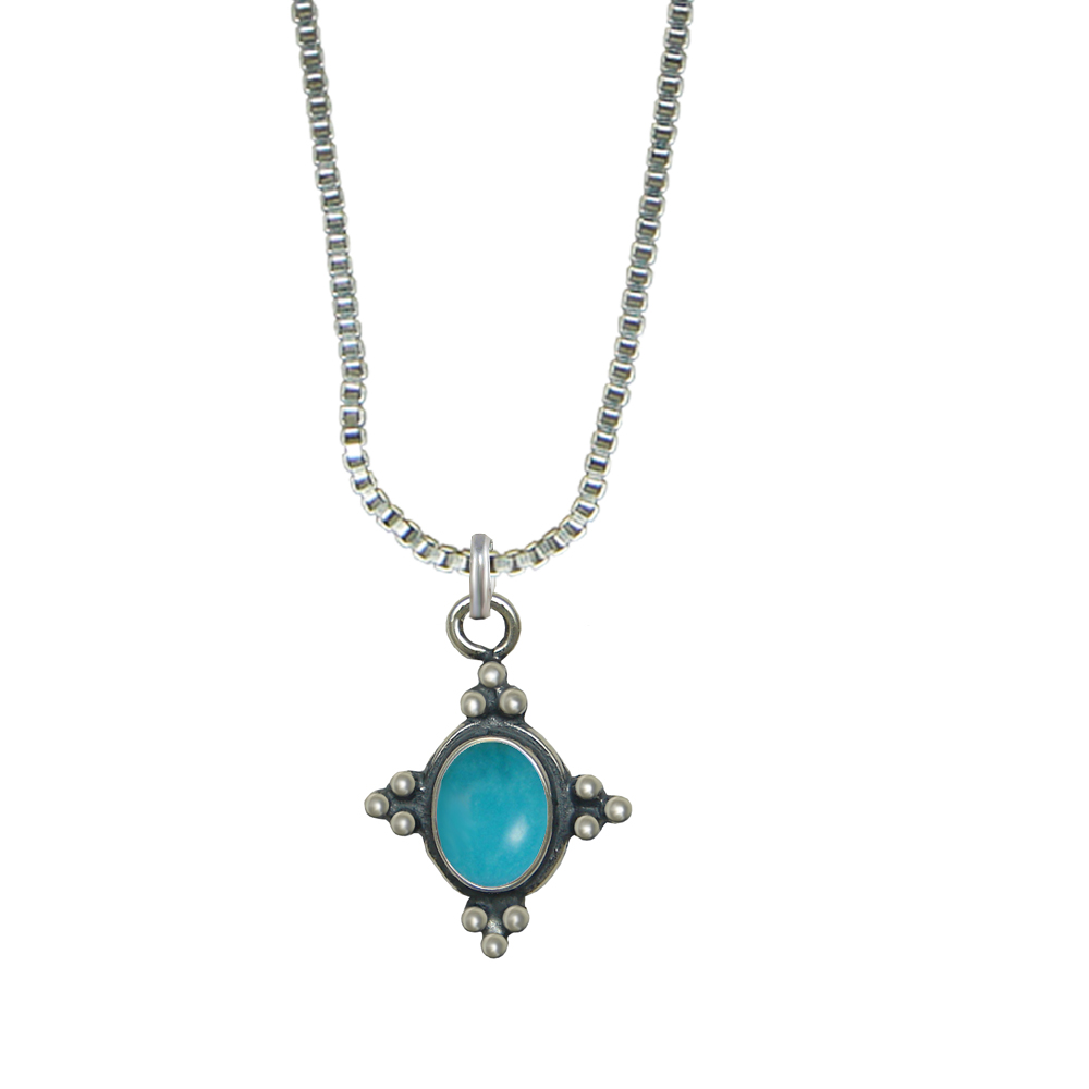 Sterling Silver Little Turquoise Pendant Necklace